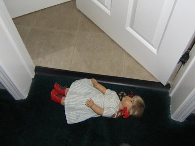 Kirsten lying on the floor