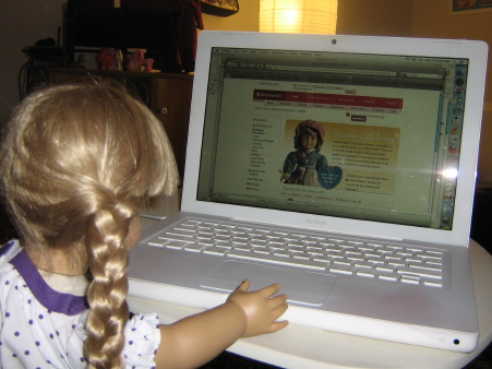 Kirsten is looking at her page on the American Girl website.